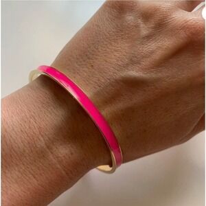 Kate Spade "Hot to Trot" Pink Gold Skinny Bangle Bracelet Idiom
